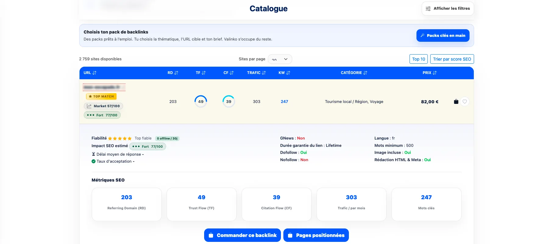 Illustration premium d’une stratégie d’achat de backlinks français avec catalogue SEO et sélection de sites éditeurs